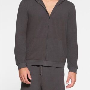 SKIMS Men's Charcoal Zip-Up Sweater
